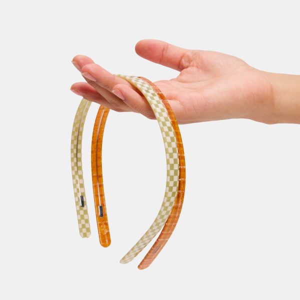 Classic Headband in Olive Check For Discount - Image 3